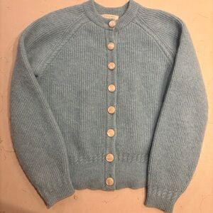 SEZANE - Women's Blue Button-Up Sweater